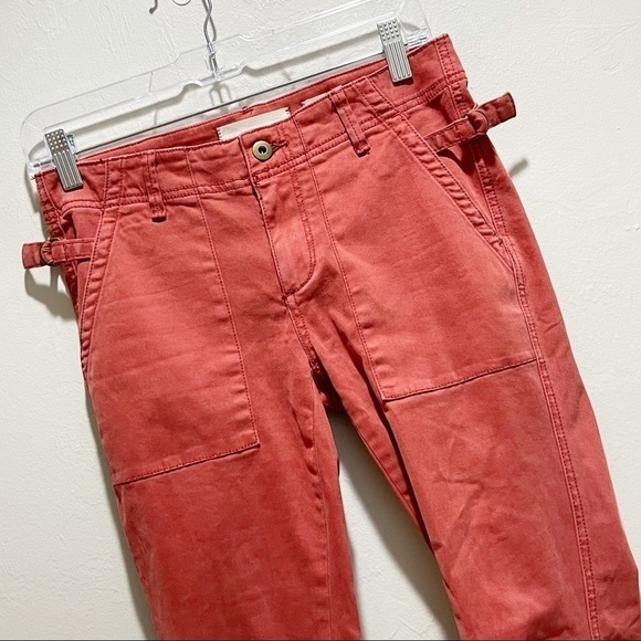 HEI HEI ANTHROPOLOGIE Women’s Red SLIM UTILITY CARGO PANTS 29” Inseam Size 25 - Picture 6 of 10